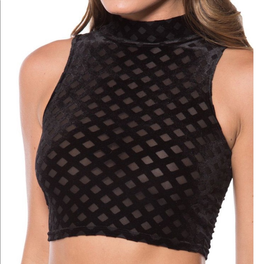 BlackMilk Burned Diamond High Neck Crop Small